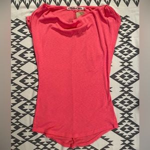 Michael Stars Cap Sleeve Cowl Neck Top Pink One Size New With Tags